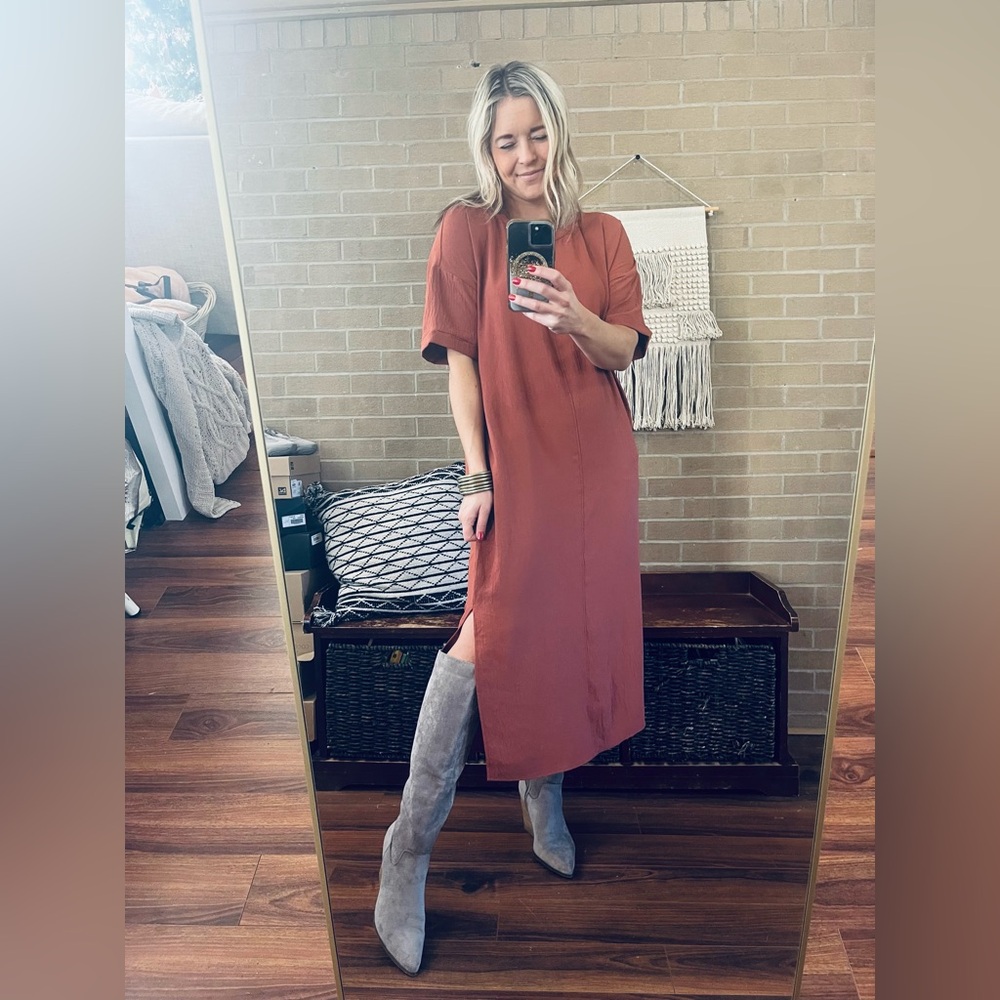 Cherish Terracotta Short Sleeve Dress